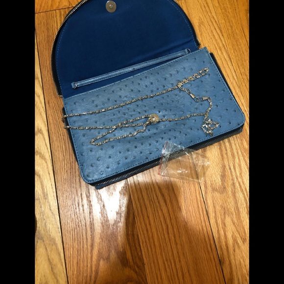 Charming Charlie blue faux ostrich clutch - Picture 9 of 10